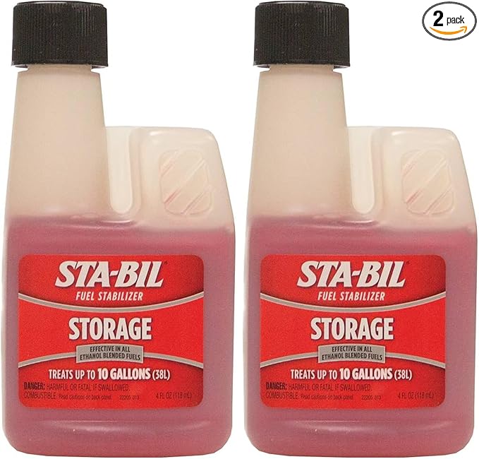 STA-BIL Storage Fuel Stabilizer - Keeps Fuel Fresh for 24 Months - Prevents Corrosion - Gasoline Treatment That Protects Fuel System - Fuel Saver - Treats 10 Gallons - 4 Fl. Oz. (22204) (Pack of 2)