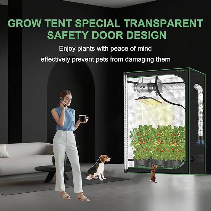MELONFARM 4x2 Grow Tent, 48"x24"x60" Double Transparent Viewing Door Indoor Grow Tent, Growing Tent with High Reflective Mylar & Floor Tray, Plant Tent for Indoor Hydroponics Growing