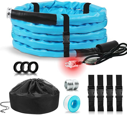 OEBLD Heated Water Hose for Rv (25ft L x 5/8"ID) 4.0 Upgraded Function with Energy Saving Thermostat to Keep Drinking Water Running in down to -45℉, Designed for Campers,with Storage Bag, Anti-Freeze