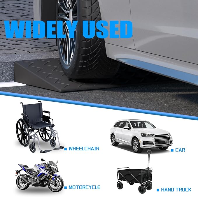 2 Pack 1.6'' Rise Rubber Curb Ramp Heavy Duty Loading Rubber Curb Ramps 3 Tons Driveway Ramp Car Slope Ramp for Loading Dock Bike Vehicle Warehouse Sidewalk Wheelchair (1.6" H)