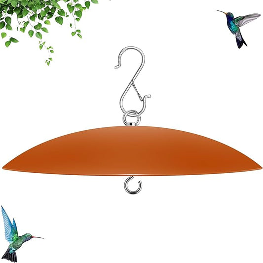 13" Hummingbird Feeder Shade Cover,Bird Feeders Dome Rain Cover,Squirrel Baffle for Shepherd's Hook Outdoors (Orange), 1 Pack
