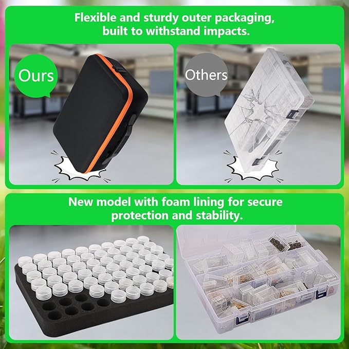 140 Slots Seed Organizer Storage Box with 20PCS Seed Envelopes, Premium Seed Containers for Various Sizes Vegetable and Flower Garden Seeds, Gardening Seed Keeper Set with Useful Accessories (Orange)