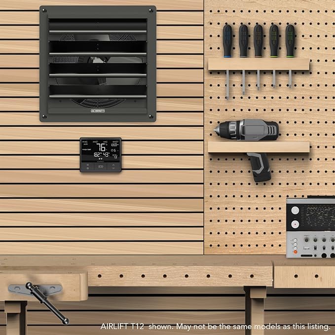 AC Infinity AIRLIFT T20, Shutter Exhaust Fan 20" with WiFi Temperature Humidity Controller, EC-Motor Wall Mount Ventilation and Cooling for Sheds, Attics, Workshops, and Greenhouses