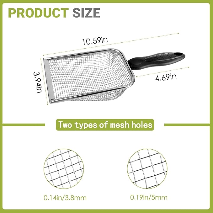 2 Pcs Gardening Soil Sifter, Handheld Shovel, Shape Garden Sieve Sifter with Handle (3.8mm and 5mm Mesh), Portable Gardening Sifter for Gradening Sand Soil Dirt Compost (2 Set)