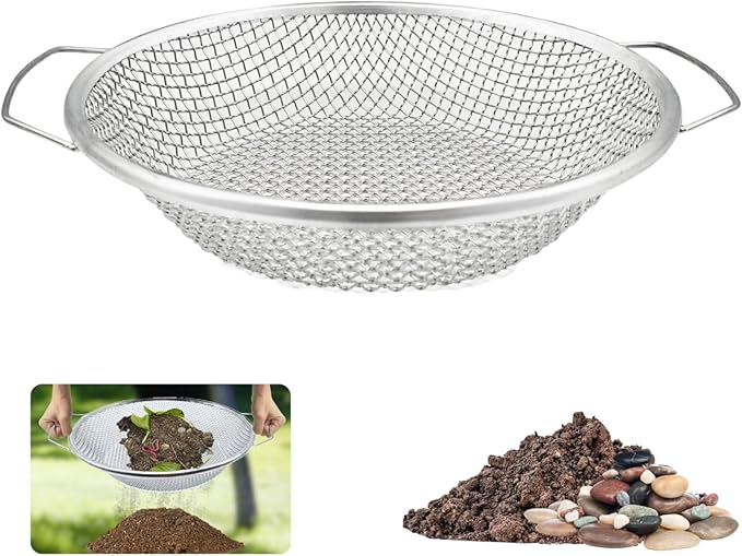 Soil Sifter for Gardening, Rock Sifter for 5gallon Bucket, Dirt Sifter Compost Sifter, Sifter for Gravel Sawdust Vermicompost, 6mm Soil Sifter with Handle