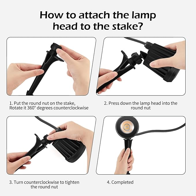 Spotlight Outdoor, 2700K Warm White 10W LED Landscape Spot Lights with RGB 3 Lenses, IP67 Waterproof, 120V Plug-in for Holiday & Everyday Decor in Yard Garden Lawn Tree(1 Pack, Black)