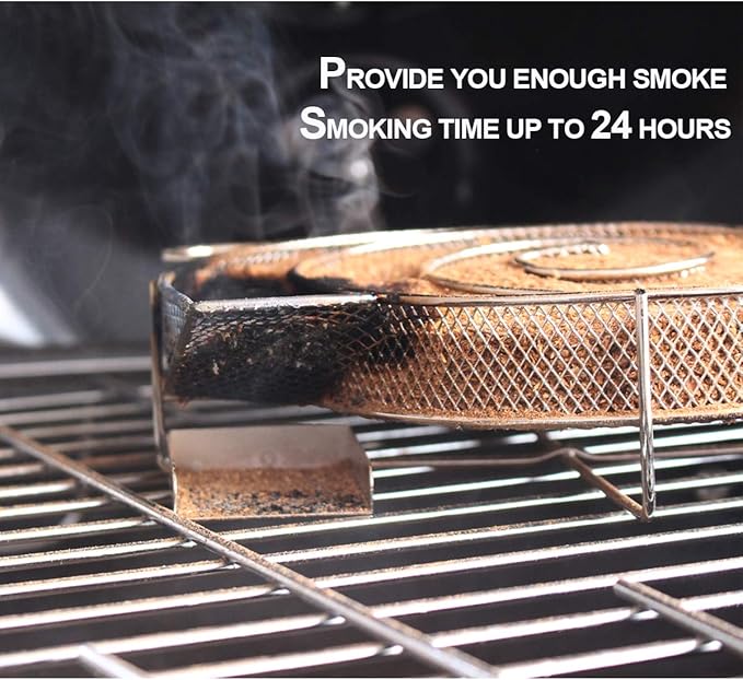 Realcook 13 Inch Cold Smoke Generator for BBQ Grill or Smoker Wood Dust Hot and Cold Smoking Salmon Meat Burn Time up to 18-24 Hours