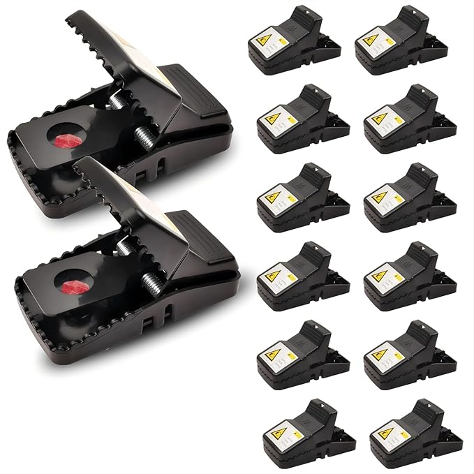 Rat Trap (12-Pack), Large Mouse Traps for Indoor and Outdoor Use, Reusable, Fast, Hygienic, Unplugged, Used to Catch Mice, Squirrels, Rodents, for Home, Yard and Barns