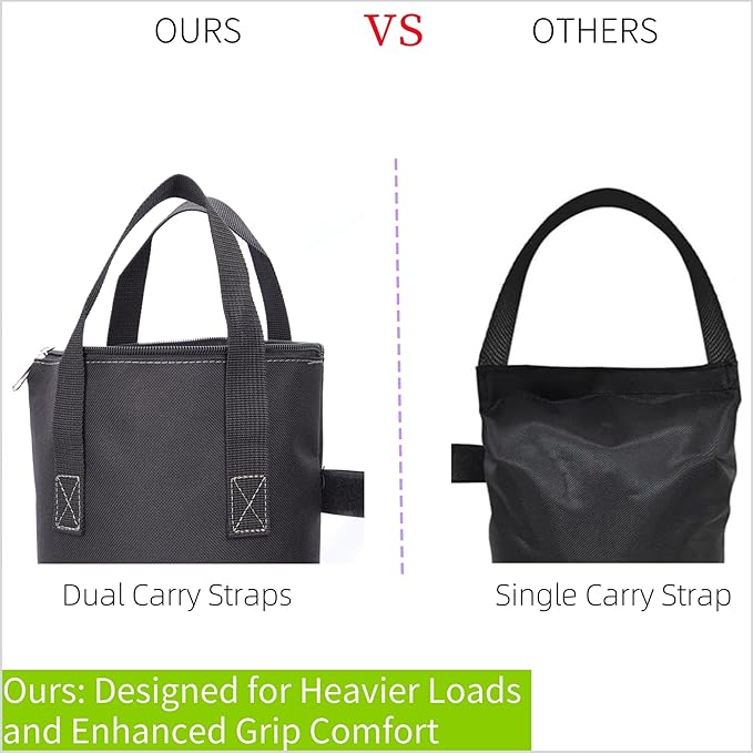 160 LBS Extra Large Sand Bags for Canopy Legs (Without Sand), Zipper Top Sandbags for Weight Set of 4 (Black)