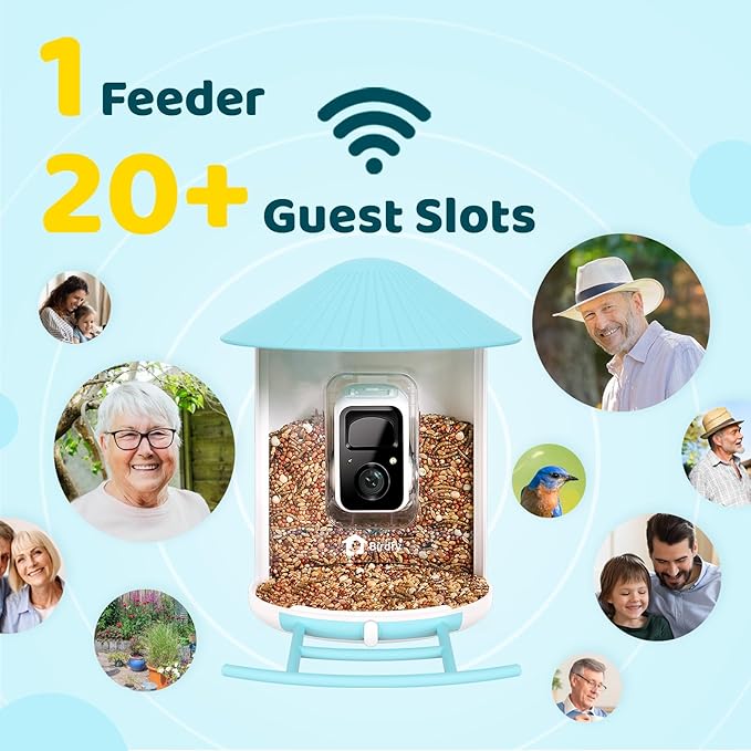 NETVUE by Birdfy Smart Bird Feeder with Camera – AI Identifies Birds Species 2MP Night Vision & App Alerts, 2.4Ghz Wi-Fi Connect IP65 Weatherproof Bird Camera-Gift for Backyard BirdWatchers, Yellow
