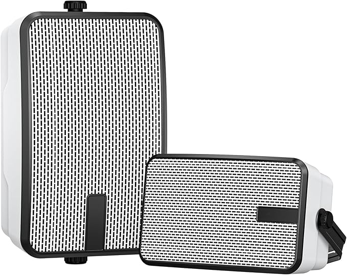 Outdoor Bluetooth Speakers 400w for Garage, Patio, Porch, Gazebo, Soffit, Entertainment Room. Wall Mount Speaker, Wireless Sync Up to 100 Speakers, IPX5 Waterproof (2 Pcs)