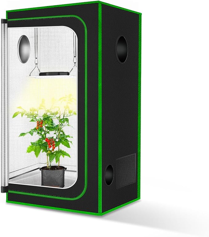 MELONFARM Small Grow Tent for Aerogarden，18”x18”x36” ，Hydroponics Growing System ，Highly Reflective 600D Diamond Mylar Canvas with Ventilation window and Floor Tray for Hydroponic Indoor Plant Growing