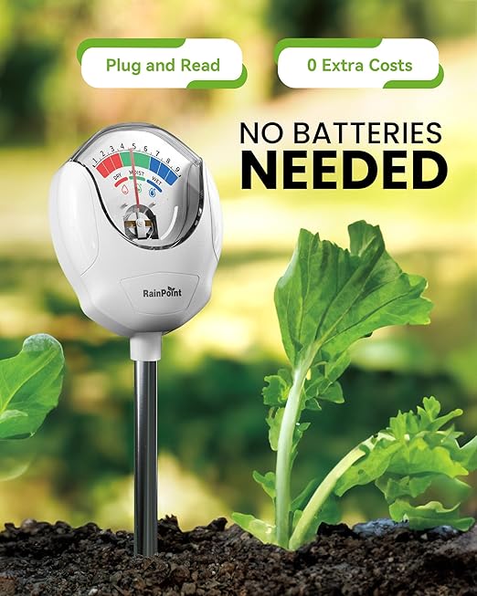 RAINPOINT Soil Moisture Meter for Plants - Accurate Plant Water Meter for Houseplants and Outdoor Plants,Gardening,Farming,No Batteries Needed(White