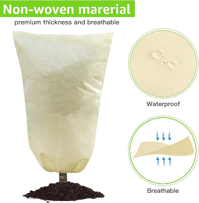 MIXC 4 Packs 2 Size Plant Covers Freeze Protection, Winter Plant Cover Cold Weather Tree Frost Cloth Warm Blankets Shrub Covers for Outdoor Plant (32''×39''+47''×71'')