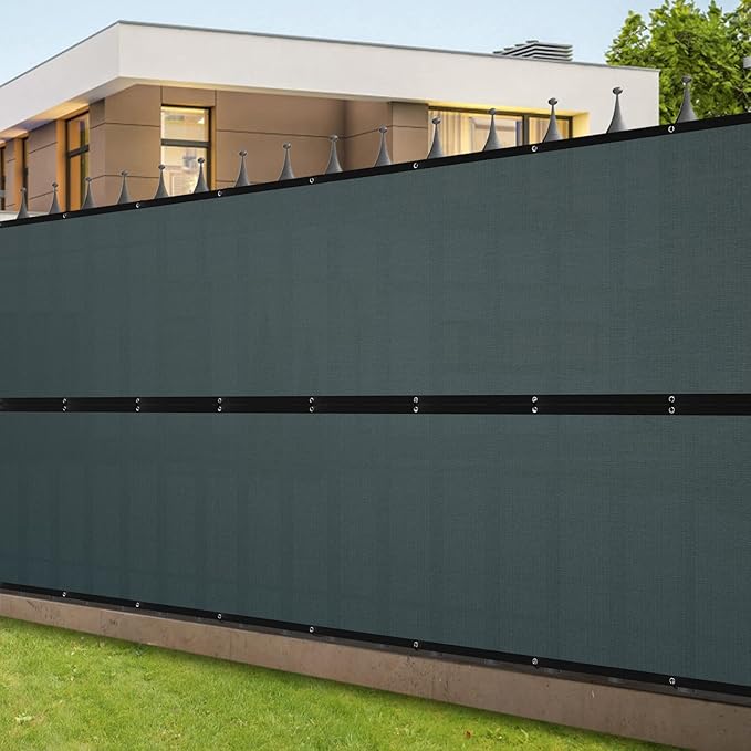 SPORTYOUTH 3ft x 50ft Fence Privacy Screen, Heavy Duty 150 GSM Fencing Mesh Shade Cover Windscreen with Brass Grommets for Outdoor Wall Deck Garden Backyard Porch, Cable Zip Ties Include, Green