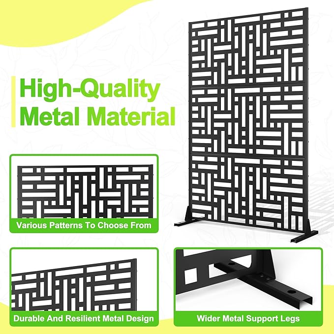 Outdoor Privacy Screen,72" H×47" W Metal Privacy Screen, Freestanding Privacy Fence Panels for Patio