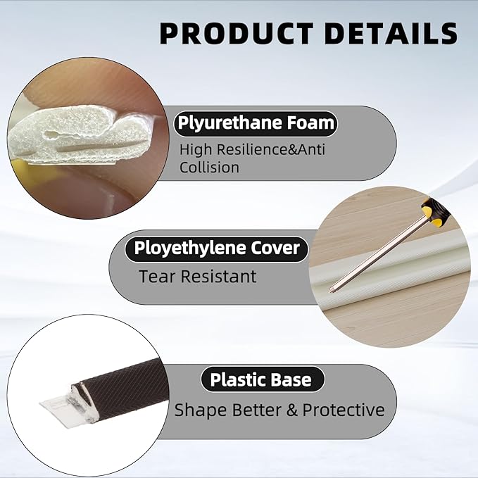 2 Pack*26 Ft Self-Adhesive V Shape Foam Window Weather Stripping Door Seal Insulation Strip for Winter, Soundproof Exterior Front Frame Gap Filler, Draft Stopper Tape Noise Light Blocker (White)