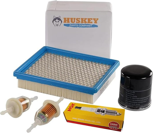 Huskey Golf Cart Tune Up Kit for Club Car DS 1993-2004 Gas W/ FE290 Kawasaki Motor, Air Filter (Flat), Oil Filter, NGK Spark Plug, 2X Fuel Filters, Clutch Drive & Starter Generator Belt (Selective)