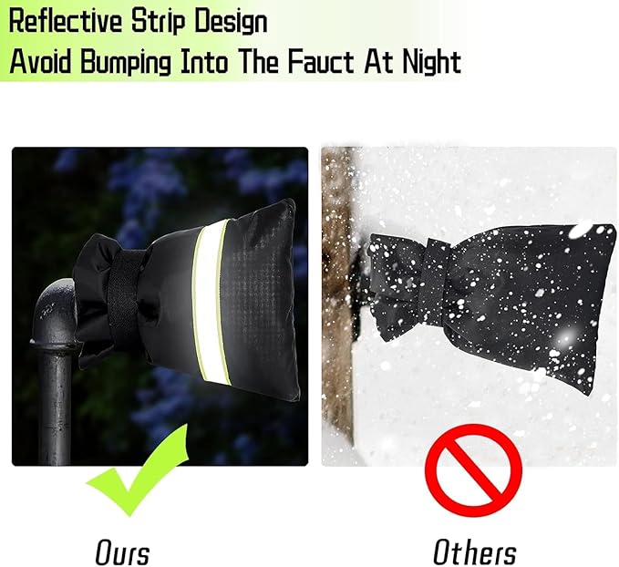 2 Pack Outdoor Faucet Covers for Winter, 15" W x 35" H Outside Yard Hydrant Protector Socks Winter, Insulated Hose Bib Protector Cover, Spigot Pipe Cover Freeze Protection Black