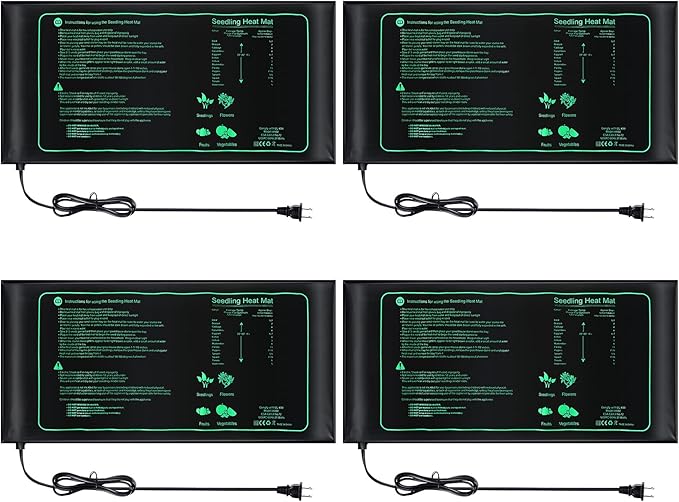 4 Pack Seedling Heat Mat Heating Mat for Seedlings Grow Mats Waterproof Hydroponic Heating Pad Heat Plant Heating Mat for Indoor Plants Grow Seed Starting Greenhouse(10" x 20.75")