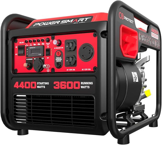 4400-Watt Portable Inverter Generator, PowerSmart Gas Powered, CO-Sensor, Lightweight & Quiet for Home Use and Emergency Backup, Camping, EPA Compliant