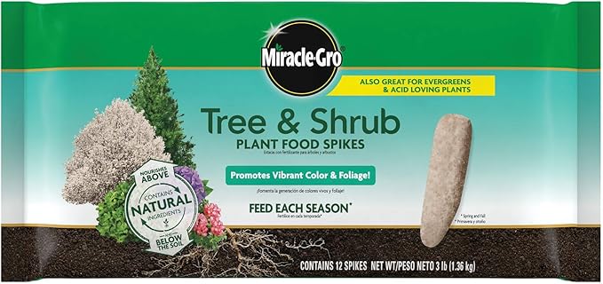 Miracle-Gro Tree and Shrub Plant Food Spikes, For Deciduous, Flowering and Evergreen Trees, 12 Spikes