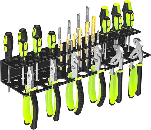 Screwdriver Holder Wall Mount,Heavy Duty Metal Utility Bit Organizer for Screw driver Pliers Drill Bits Small Tools,Screwdriver Organizer Suitable Garages Homes Workshops Sheds (54 holes 1pc)