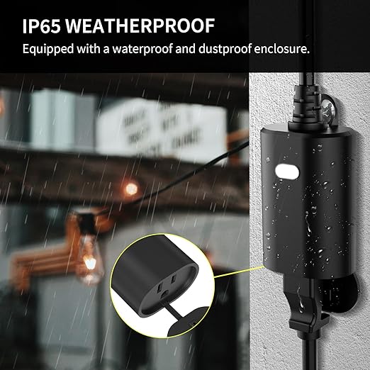 Minoston HomeKit Outdoor Smart Plug, Waterproof Wi-Fi Outlet (2.4GHz Only), Compatible with Apple Home, Siri, Alexa, Google Assistant, Smart Life App, Heavy Duty Outlet Plug, Black (MP22WH)