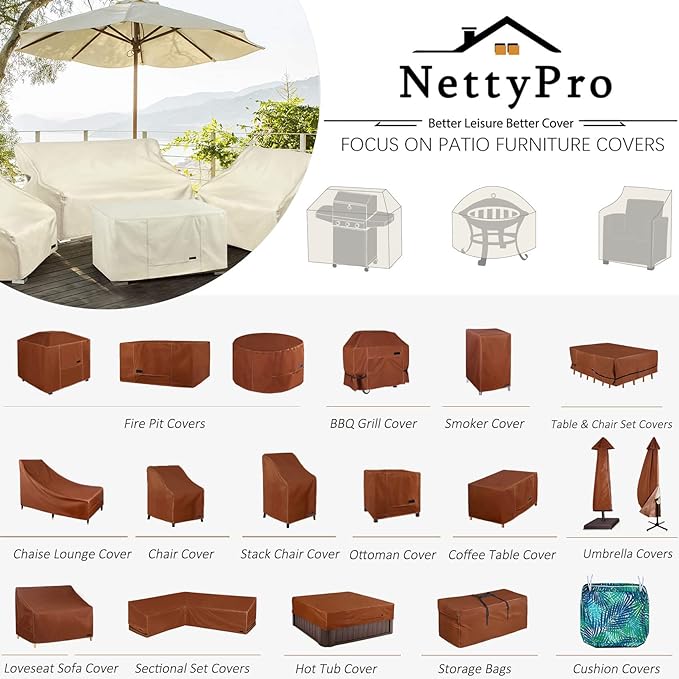 NettyPro Patio Umbrella Cover Outdoor Waterproof Market Umbrella Parasol Cover Fits 10ft to 12ft, Black