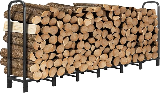 8FT Firewood Rack Holder,Heavy Duty Firewood Storage Log Rack for Outdoor&Indoor,Fireplace Wood Rack for Wood Storage