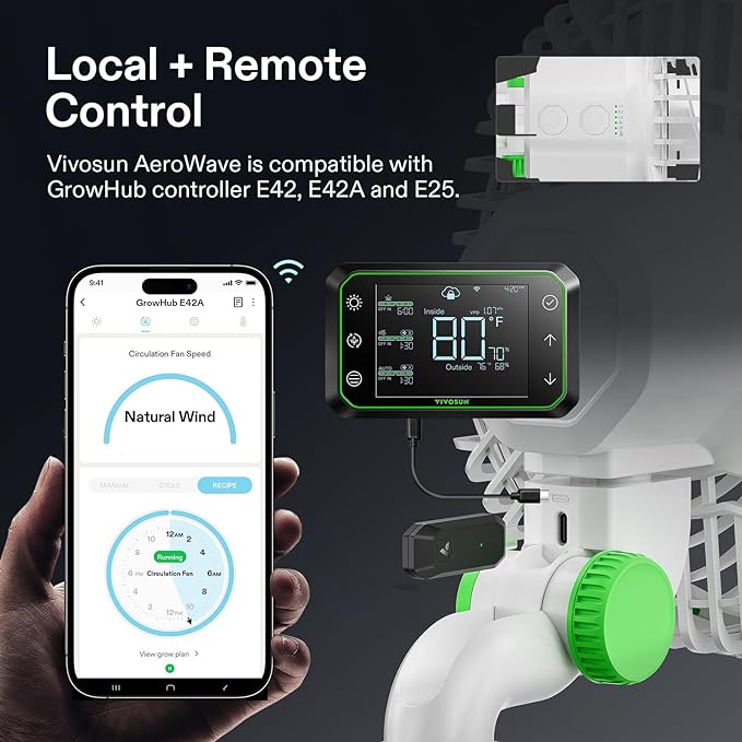 VIVOSUN 2-Pack AeroWave E6 Grow Tent Fan 6”, EC Motor, Smart Wifi Control, US Patented Auto Oscillating Clip fan, IP54, Strong Airflow but Quiet for Hydroponic Ventilation Circulation