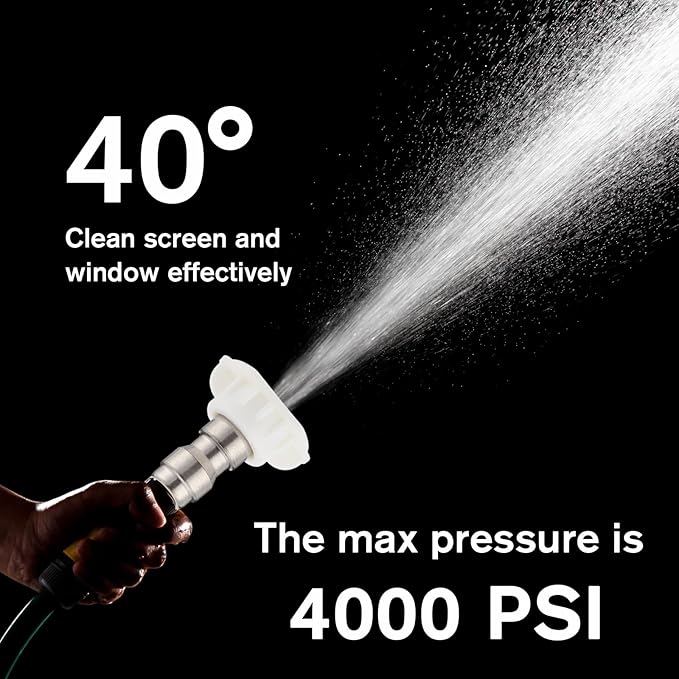 1/4 Inch Pressure Washer Nozzle Tips Quick Connector 2.5 Gpm 4000 Psi Power Washer Spray Tips Set for Home Car Patio Driveway(White,10 Pack)