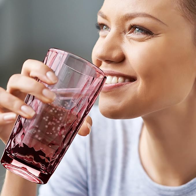 16 oz Plastic Tumblers Drinking Glasses, Clear Acrylic Drinking Cups Wine Glasses Beverage Cups Tumbler for Poolside Party, Outdoor&Indoor, Stackable, Dishwasher Safe, Easy to Clean, Large Capacity