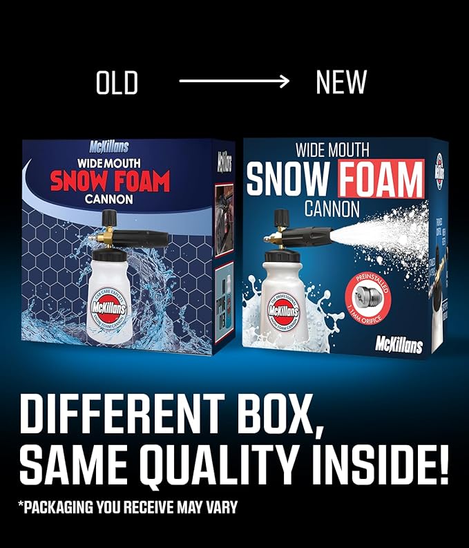 McKillans Foam Cannon for Pressure Washer (Wide Mouth) - Car Wash Snow Foam Cannon Lance Pressure Washer Soap Dispenser for Car Washing with Adjustable Thick Foam + 1/4 Quick Connector