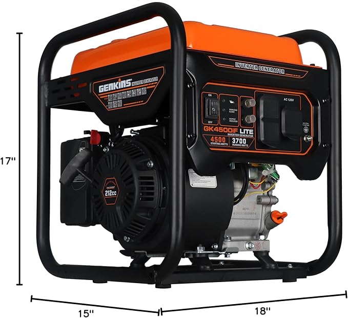 4500 Watt Open Frame Inverter Generator 30 Amp Pure Sine Wave Noise Reduced 50% 55lbs EPA complied Gas Powered