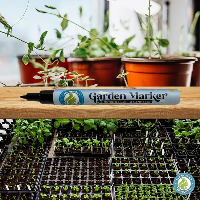 2 Pack Garden Marker Pen Permanent Markers Black (UV Fade Resistant Marker Pens for Plant Markers Garden Markers Waterproof Pen Black Markers Outdoor Marker for Garden Plant Labels 0.8mm)