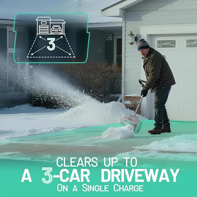 Litheli Cordless Snow Shovel, 20V 12'' Electric Snow Blower for Driveway, Battery Powered Snow Thrower, 4.0Ah Battery and Fast Charger Included
