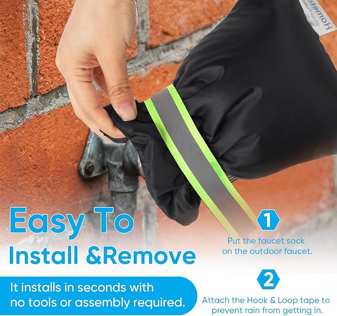 24 Pack Outdoor Faucet Covers for Winter - 6.7"W x 8.3"H Outside Hose Bib Spigot Covers Protector Socks for Winter Freeze Protection Insulation Reusable Waterproof Insulated backflow Cover,Black