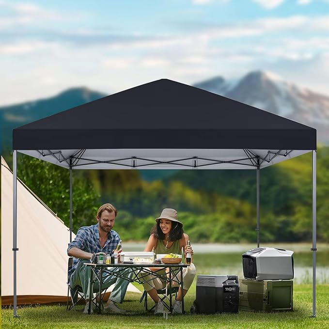 10x10 Canopy Replacement Top Only,Waterproof Pop Up Canopy Tent Top Replacement Cover Roof with Windproof Ropes for Straight Leg Frame, 420D Polyester for Outdoor Garden Pavilion Sun Shade(Beige)