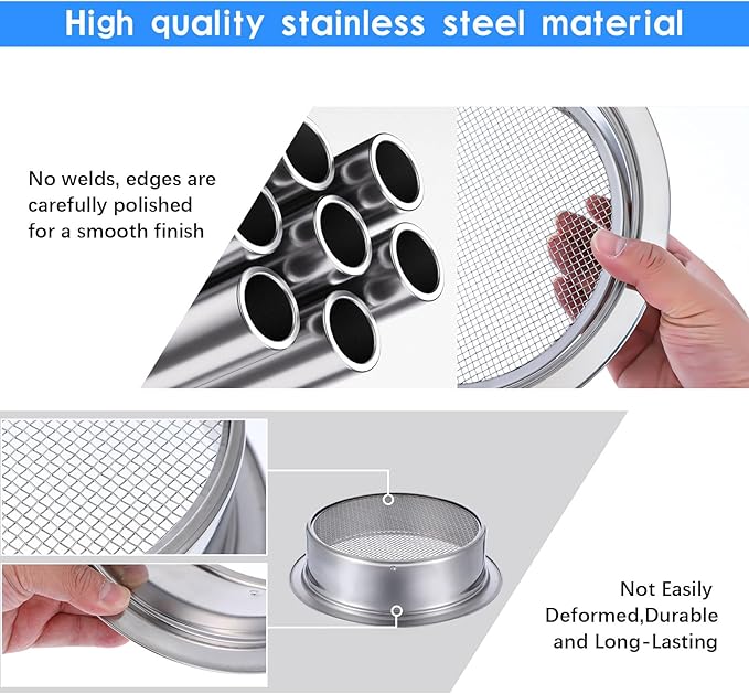 Soil Sieve Sifter Set, Stainless Steel, 3 Interchangeable Mesh Screens (3,6,9mm), Garden Sieve Set, Sifting Screen for Dirt, Sand, Rock, Compost, with Soil Scoops Gardening Tool