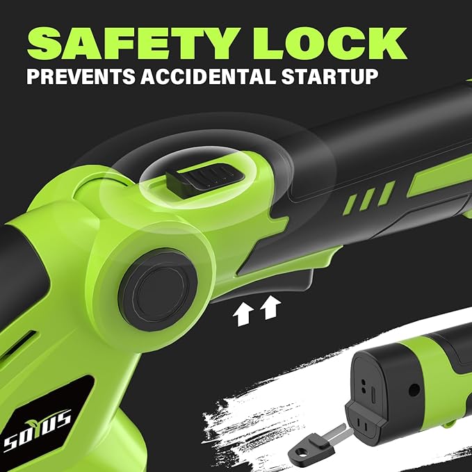 SOYUS Cordless Hedge Trimmer, 2 in 1 Electric Hedge Trimmers & Grass Shears, 7.2V Lightweight Shrub Trimmer Cordless with Battery and Charger, Ideal for Garden, Yard and Lawn - Green