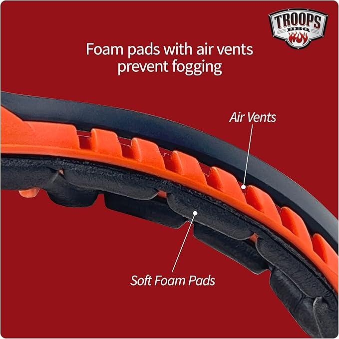 TROOPS BBQ Grilling Goggles Anti-Fog Tear-Free Anti-Scratch Eye Heat Protection Safety Glasses