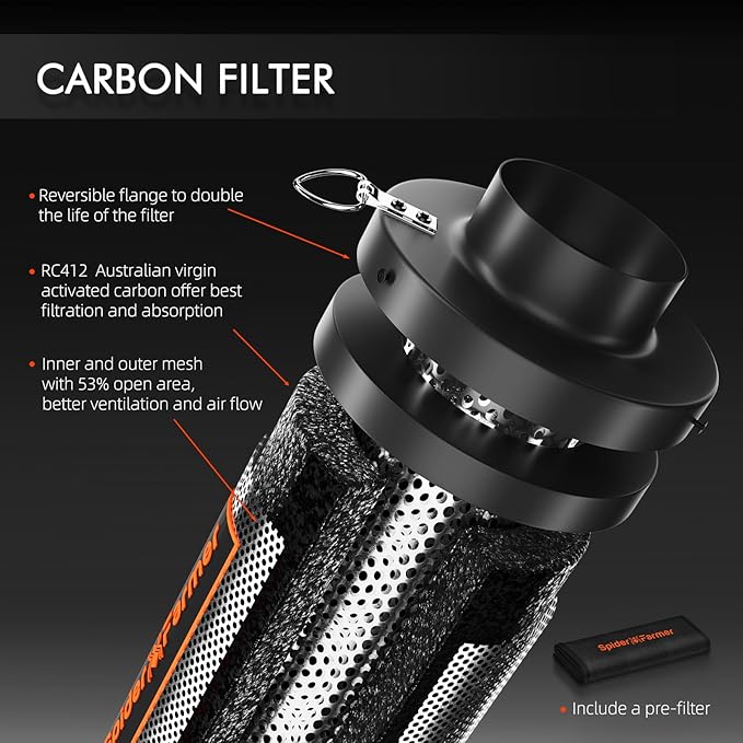 Spider Farmer 2x4 Complete Grow Tent Kit SF2000 Samsung LM301H EVO & Dimmable Grow Tent Complete System 24" x 47" x 71" Growing Tent Set 4" Ventilation System & 6'' Clip Fan