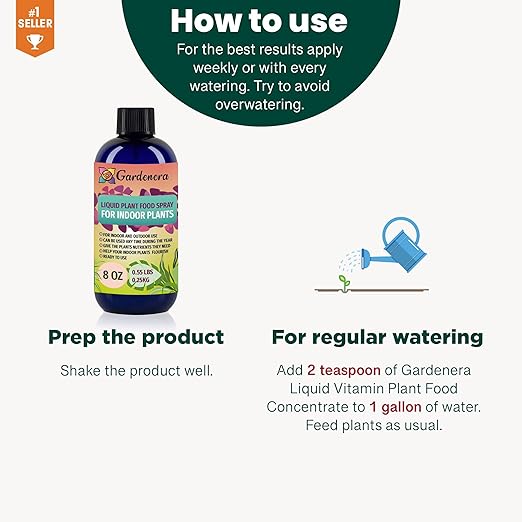 Gardenera Plant Growth Superfood for Indoor Plants with 18 Key Vitamins & Minerals - Organic Plant Food Fertilizer - Micro-Fungi and Bio-Organisms for Indoor Plant Care & Growth Enhancement - 8oz