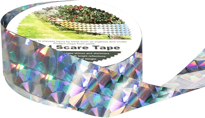 OFFO Bird Reflective Tape, 430 Feet x 1 in Dual-Sided Bird Reflective Tape Outdoor for Garden, Farm, Orchard or Courtyard