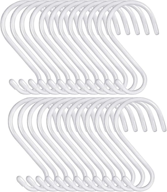 24 Pack 4 Inch Vinyl Coated S Hooks - Heavy Duty Large S Hooks for Hanging Plants, Closet, Garden, Jeans, Jewelry, Pot, Pan, Cups, Towels