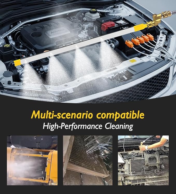 100cm/40in Radiator Cleaning Wand - Over 4500PSI Portable Pressure Washer Tool for Car Radiator Flush Kit with Adapter, Deep Clean Accessories (100cm/40in Cleaning Wand with Adapter)