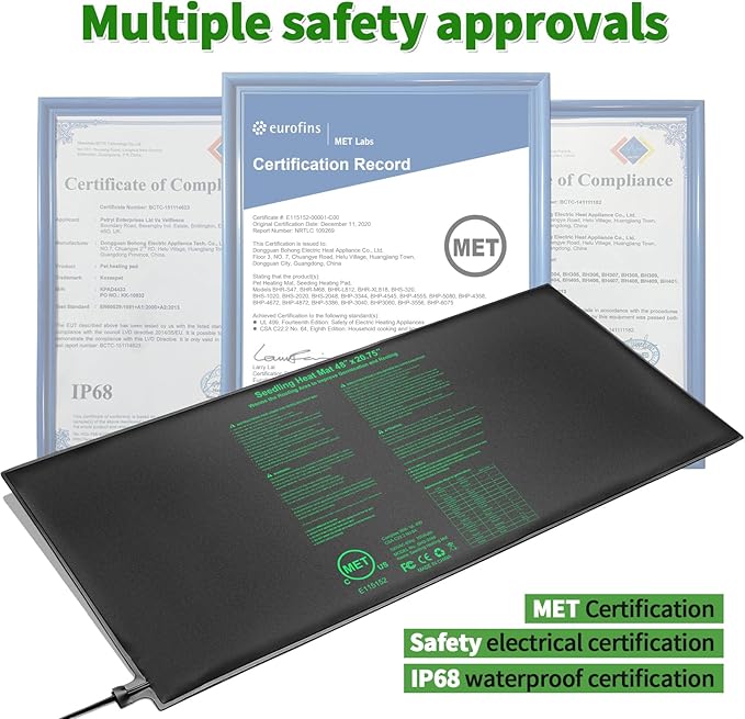 Seedling Heat Mat 48"x20.75", UL & MET-Certified Waterproof Plant Heating Pad for Germination, Hydroponics, Brewing, Breeding, and Greenhouses