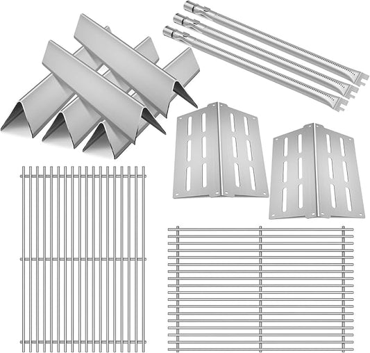 7524 7528 Cooking Grates 7622 Heat Deflectors 7620 Flavorizer Bars with Burner Tube Set for Weber Genesis Grill Replacement Parts E-310 E-320 E-330 S-310 S320 S-330 EP-310 EP-320