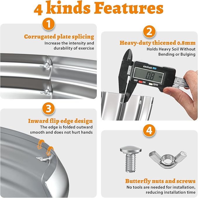 Metal Fire Pit Ring/Bonfire Fire Ring- 3 FT Diameter, 0.8 MM Thick,1 ft High, Durable and Stylish for Outdoor Fire Pits,Patios and Camping (Silver, 3X3X1 ft)